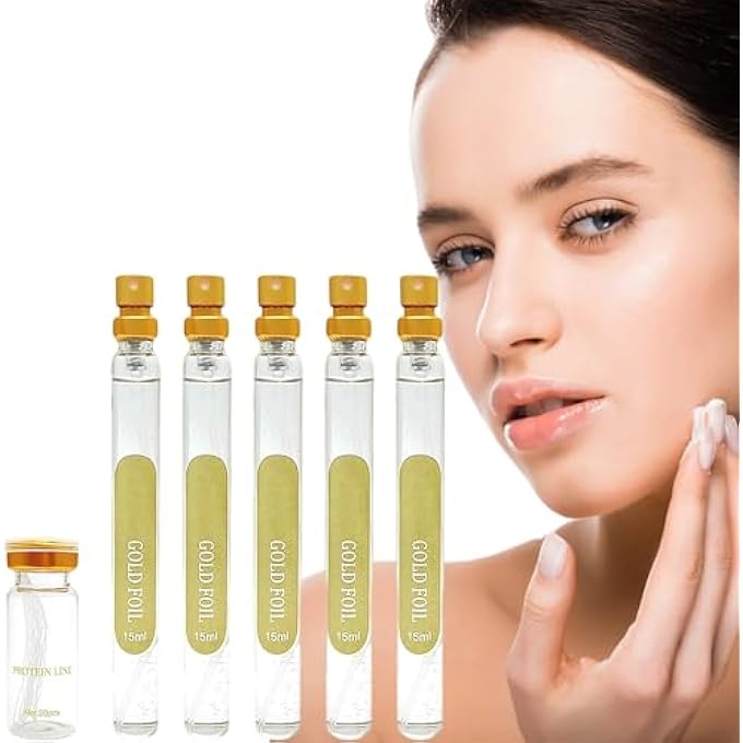 Elitzia SKIN CARE PROTEIN LIFT THREAD COLLAGEN FOR WOMEN PROTEIN LIFTING THREADING SET FACE CARE ANTI AGING SOLUBLE GOLD PROTEIN ANTI WRINKLE SMOOTH FINE LINES NASOLABIAL FOLDS HOME USE 5PCS 15ML - Image 1